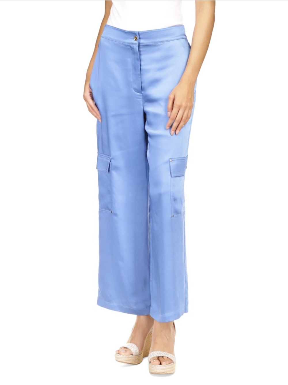 MICHAEL Michael Kors Wide-Leg Cargo Pants in Blue